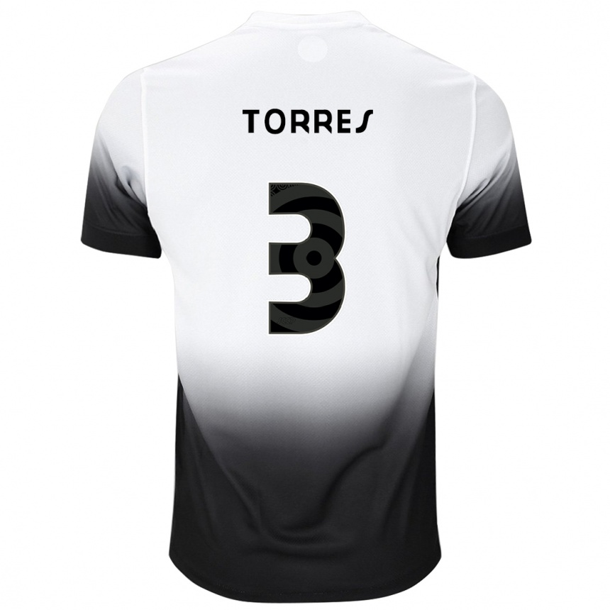 Niño Fútbol Camiseta Félix Torres #3 Blanco Negro 1ª Equipación 2024/25