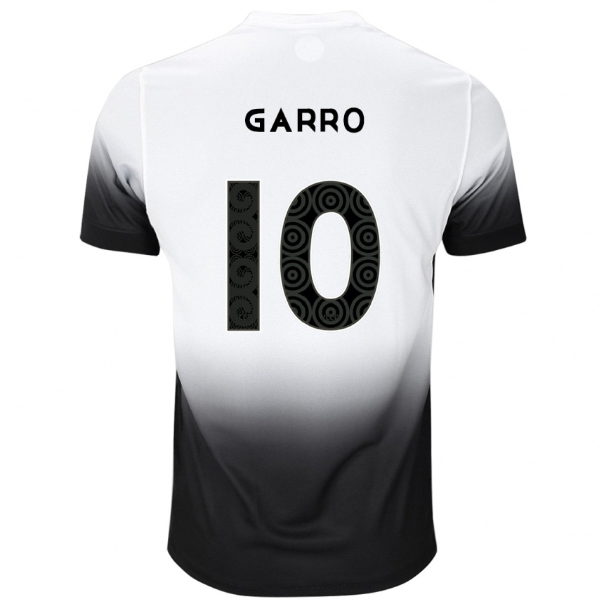 Niño Fútbol Camiseta Rodrigo Garro #10 Blanco Negro 1ª Equipación 2024/25