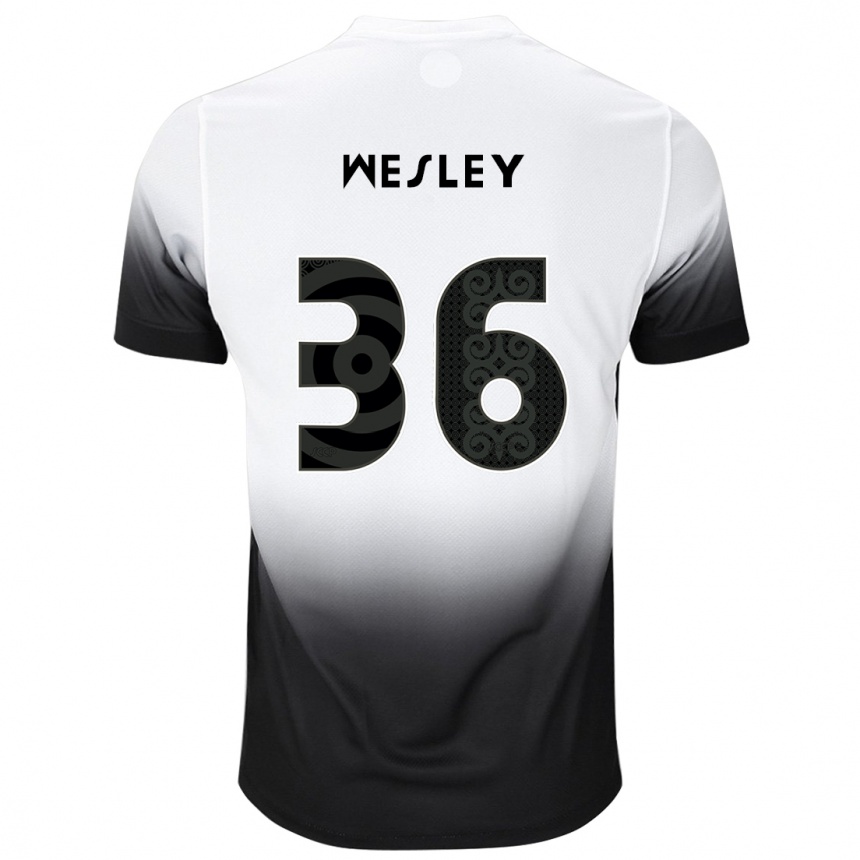 Niño Fútbol Camiseta Wesley #36 Blanco Negro 1ª Equipación 2024/25