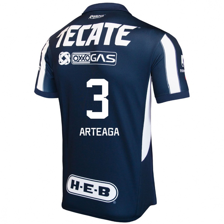 Niño Fútbol Camiseta Gerardo Arteaga #3 Azul Rojo Blanco 1ª Equipación 2024/25