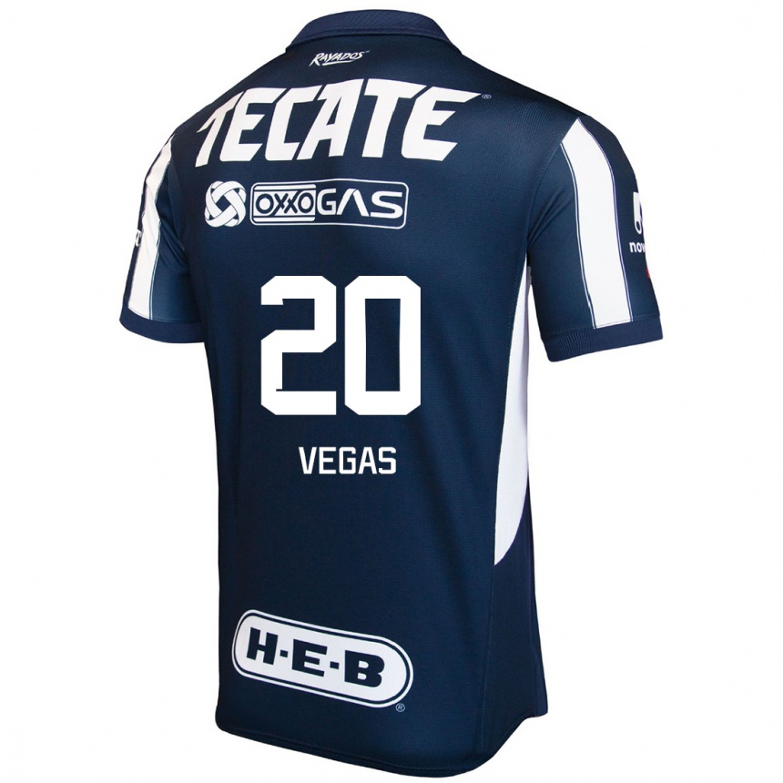 Niño Fútbol Camiseta Sebastián Vegas #20 Azul Rojo Blanco 1ª Equipación 2024/25