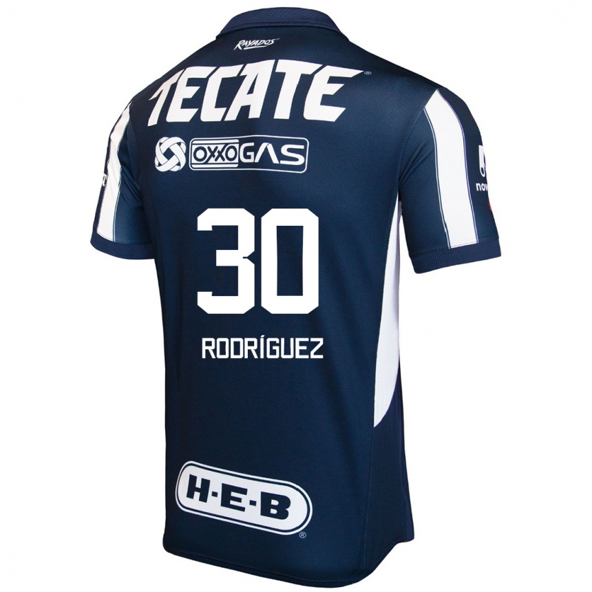 Niño Fútbol Camiseta Jorge Rodríguez #30 Azul Rojo Blanco 1ª Equipación 2024/25