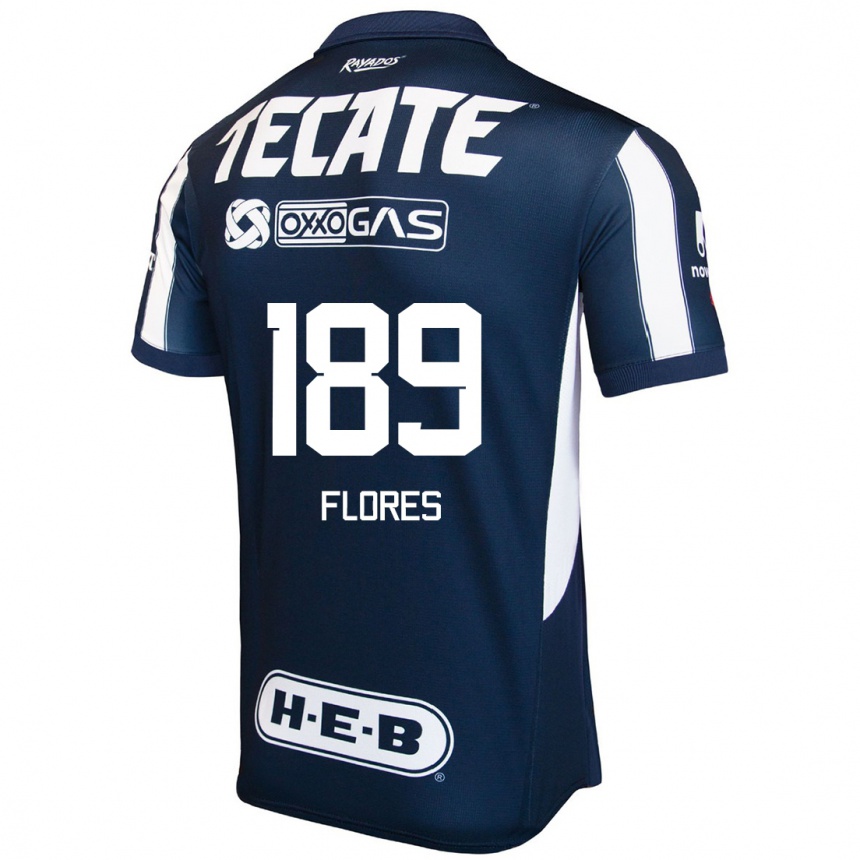 Niño Fútbol Camiseta Yael Flores #189 Azul Rojo Blanco 1ª Equipación 2024/25