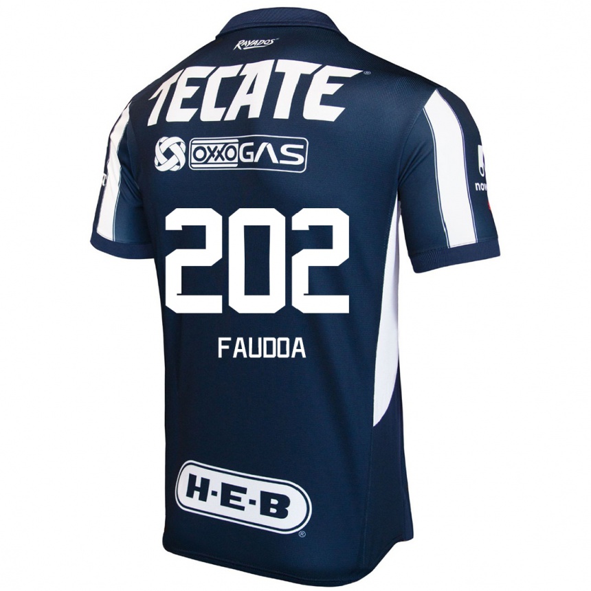 Niño Fútbol Camiseta Juan Faudoa #202 Azul Rojo Blanco 1ª Equipación 2024/25