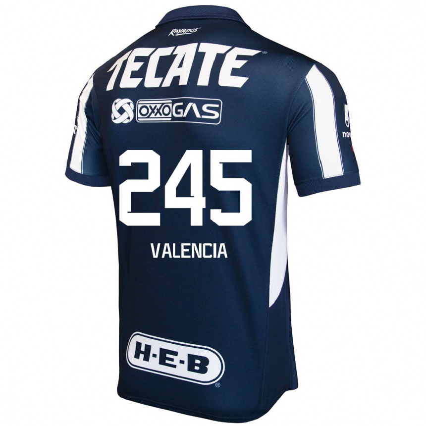 Niño Fútbol Camiseta Cristian Valencia #245 Azul Rojo Blanco 1ª Equipación 2024/25