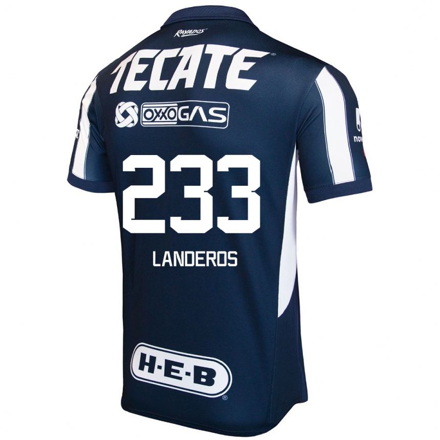 Niño Fútbol Camiseta Jorge Landeros #233 Azul Rojo Blanco 1ª Equipación 2024/25