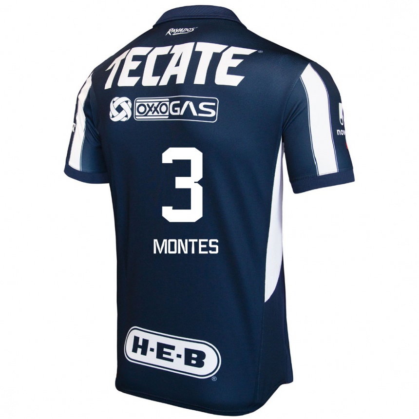 Niño Fútbol Camiseta Cesar Montes #3 Azul Rojo Blanco 1ª Equipación 2024/25