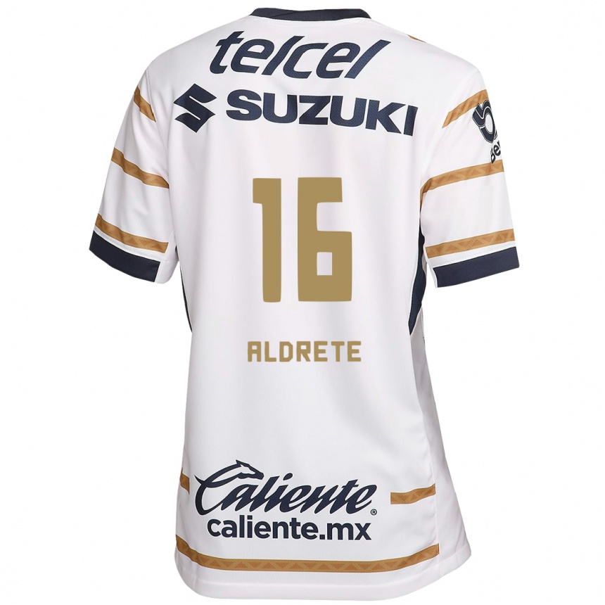 Niño Fútbol Camiseta Adrián Aldrete #16 Obsidiana Blanca 1ª Equipación 2024/25