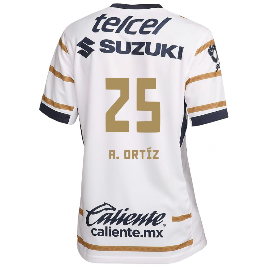 Niño Fútbol Camiseta Arturo Ortiz #25 Obsidiana Blanca 1ª Equipación 2024/25