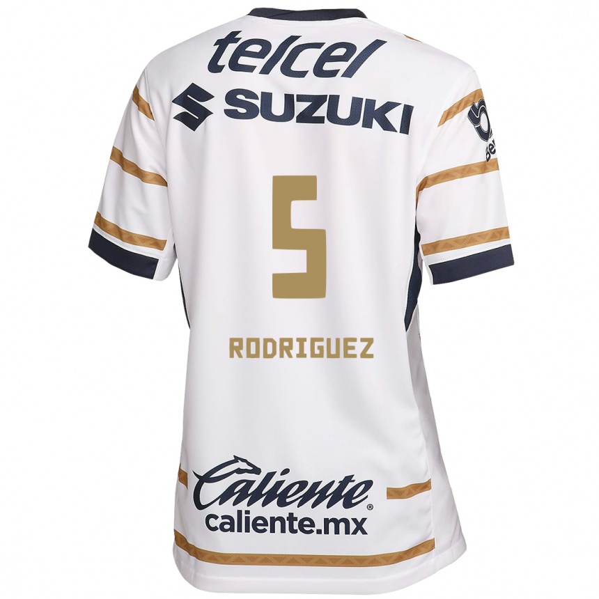 Niño Fútbol Camiseta Jeronimo Rodriguez #5 Obsidiana Blanca 1ª Equipación 2024/25