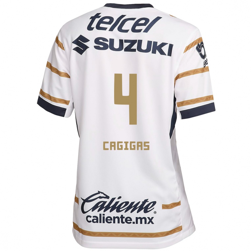 Niño Fútbol Camiseta Deneva Cagigas #4 Obsidiana Blanca 1ª Equipación 2024/25