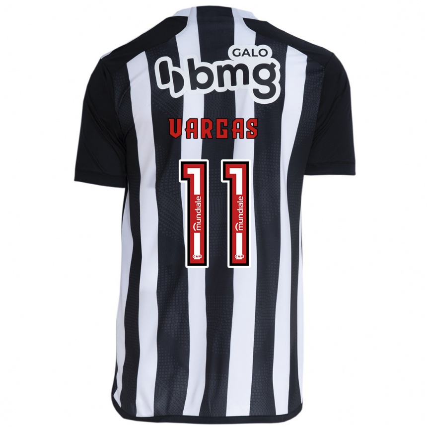 Niño Fútbol Camiseta Eduardo Vargas #11 Blanco Negro 1ª Equipación 2024/25