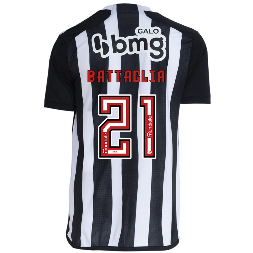 Niño Fútbol Camiseta Rodrigo Battaglia #21 Blanco Negro 1ª Equipación 2024/25