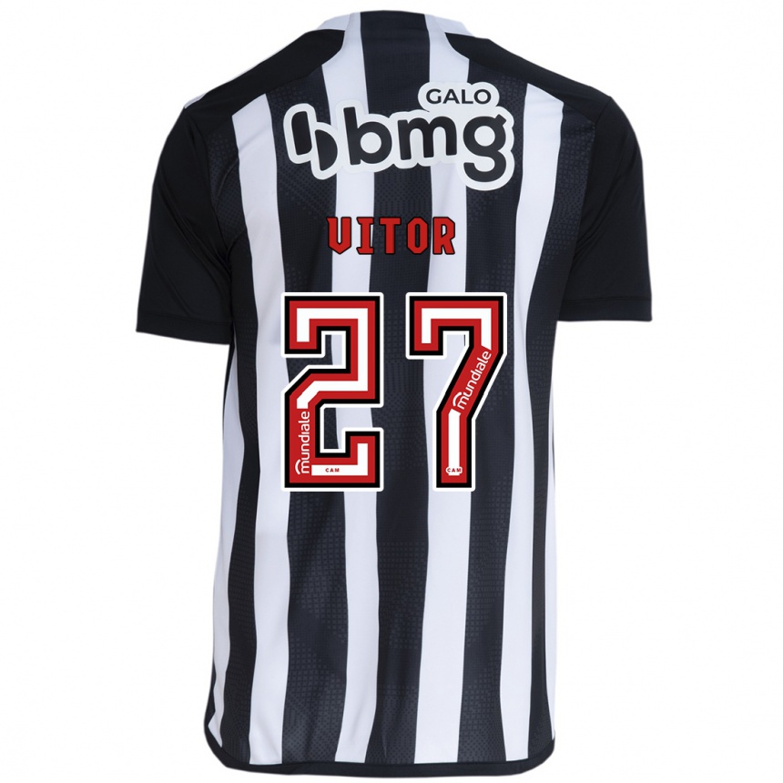 Niño Fútbol Camiseta Paulo Vitor #27 Blanco Negro 1ª Equipación 2024/25