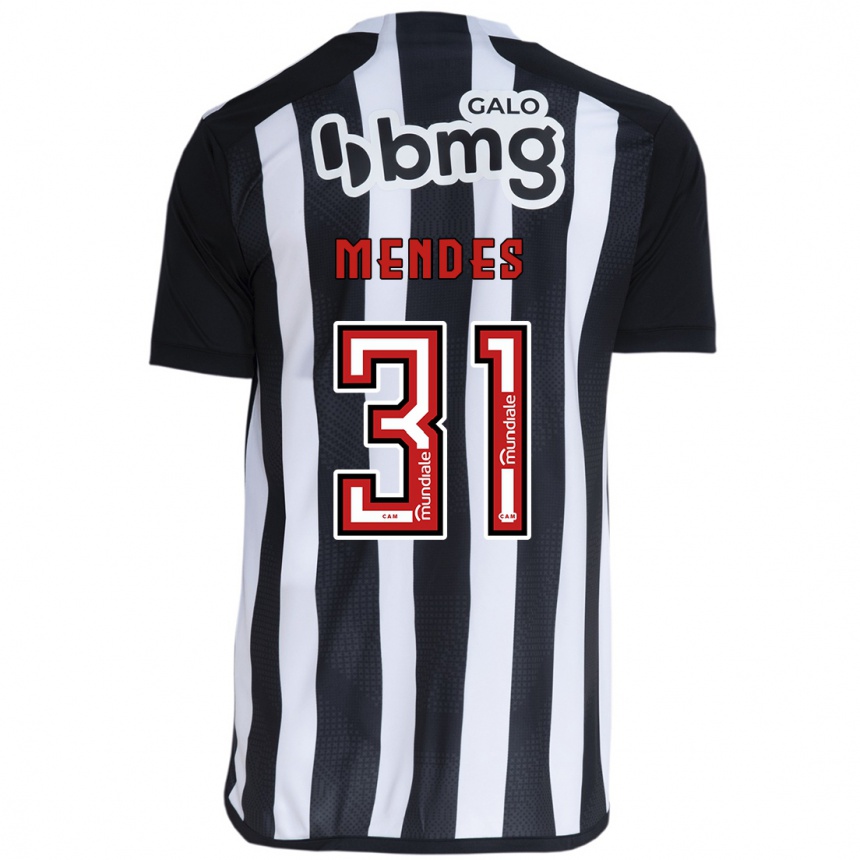 Niño Fútbol Camiseta Matheus Mendes #31 Blanco Negro 1ª Equipación 2024/25