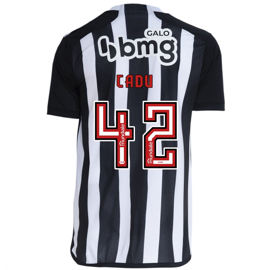 Niño Fútbol Camiseta Cadu #42 Blanco Negro 1ª Equipación 2024/25