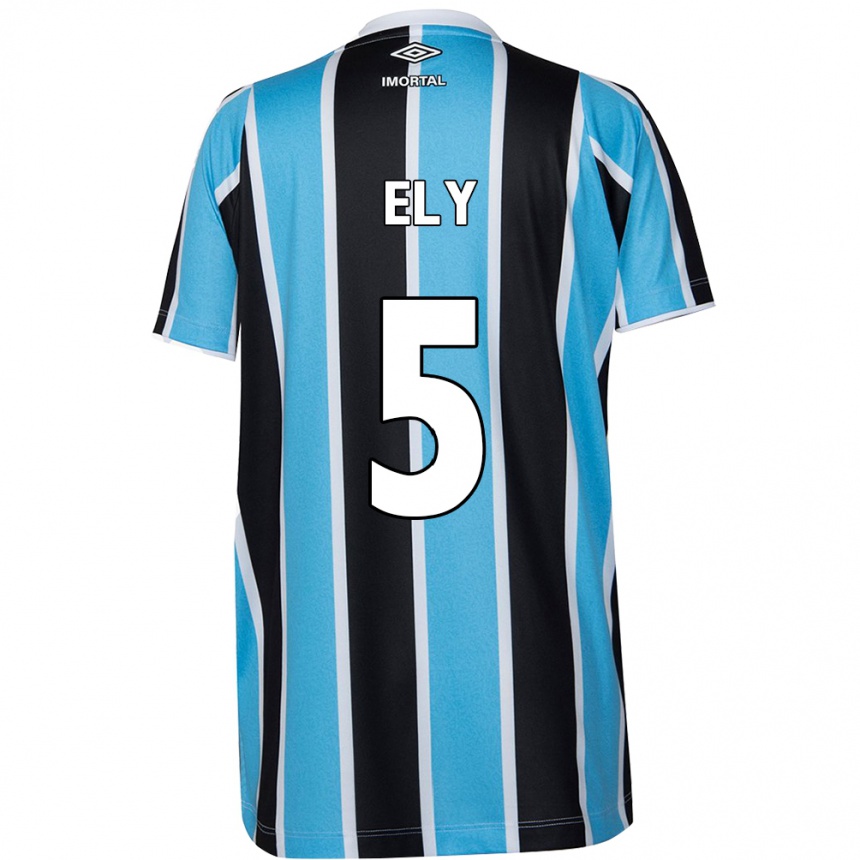 Niño Fútbol Camiseta Rodrigo Ely #5 Azul Negro Blanco 1ª Equipación 2024/25