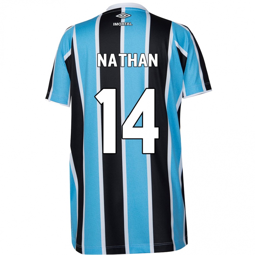 Niño Fútbol Camiseta Nathan #14 Azul Negro Blanco 1ª Equipación 2024/25