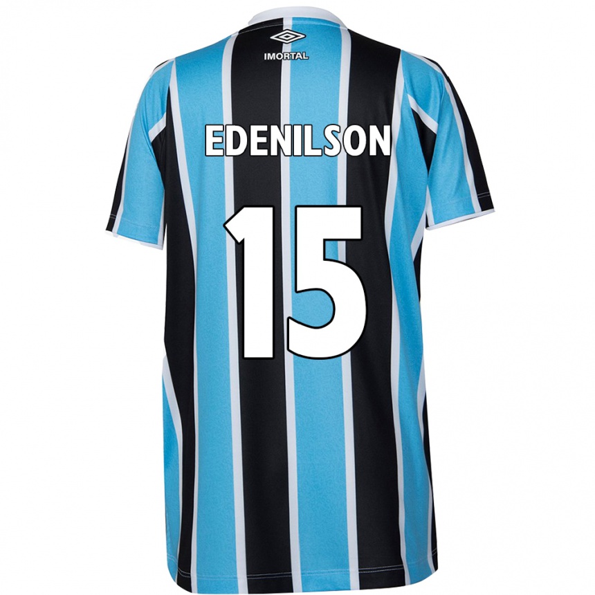 Niño Fútbol Camiseta Edenilson #15 Azul Negro Blanco 1ª Equipación 2024/25