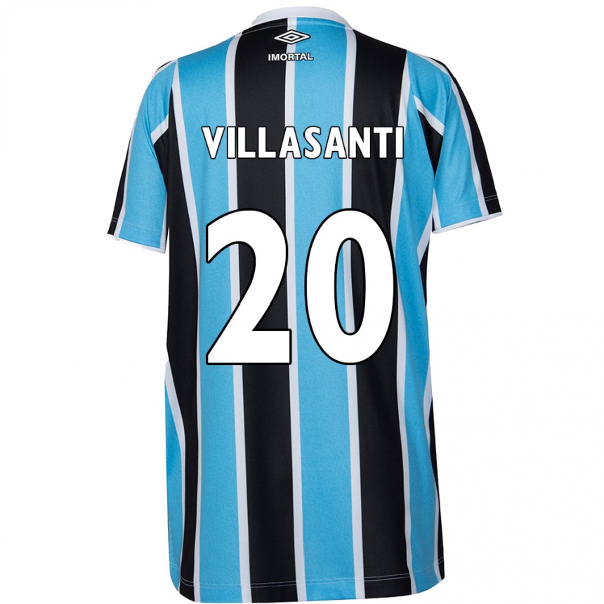 Niño Fútbol Camiseta Mathías Villasanti #20 Azul Negro Blanco 1ª Equipación 2024/25