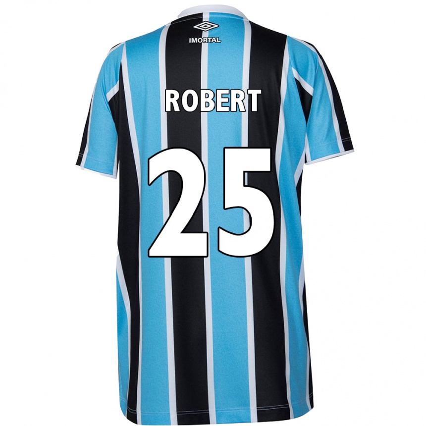 Niño Fútbol Camiseta Jhonata Robert #25 Azul Negro Blanco 1ª Equipación 2024/25