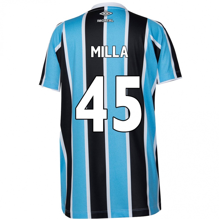 Niño Fútbol Camiseta Lucas Milla #45 Azul Negro Blanco 1ª Equipación 2024/25