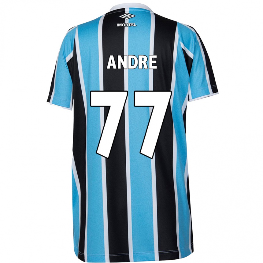 Niño Fútbol Camiseta André #77 Azul Negro Blanco 1ª Equipación 2024/25