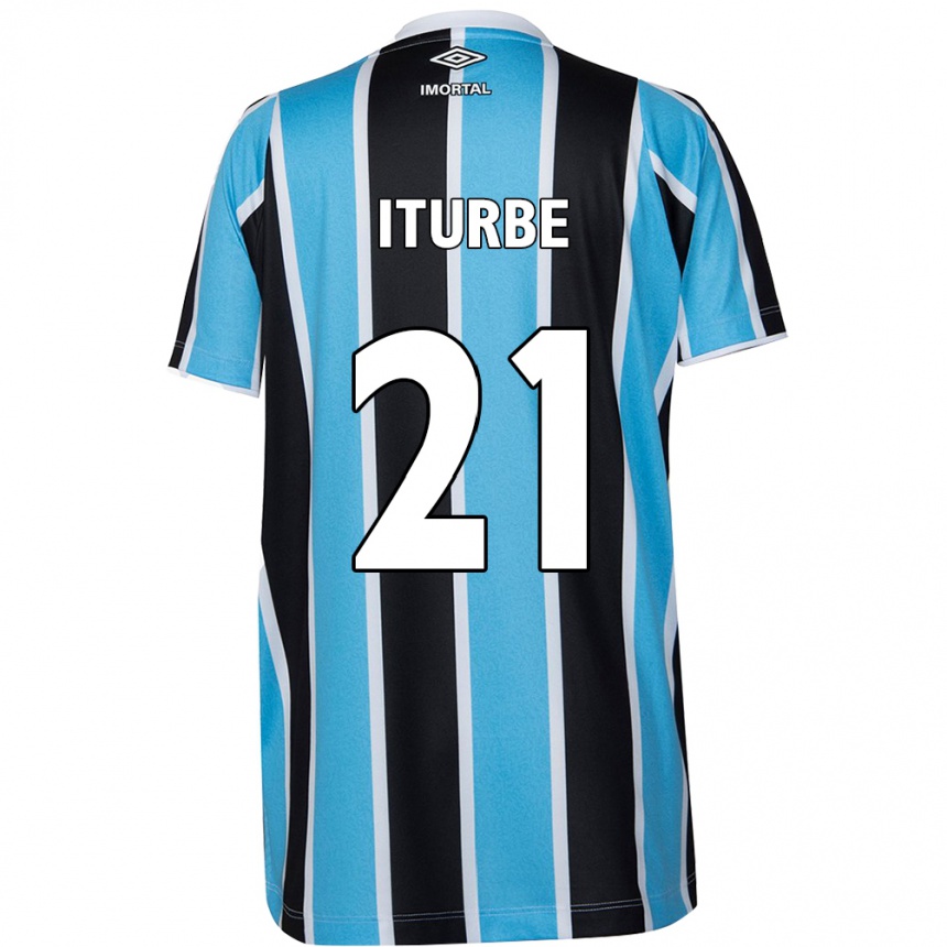 Niño Fútbol Camiseta Juan Iturbe #21 Azul Negro Blanco 1ª Equipación 2024/25