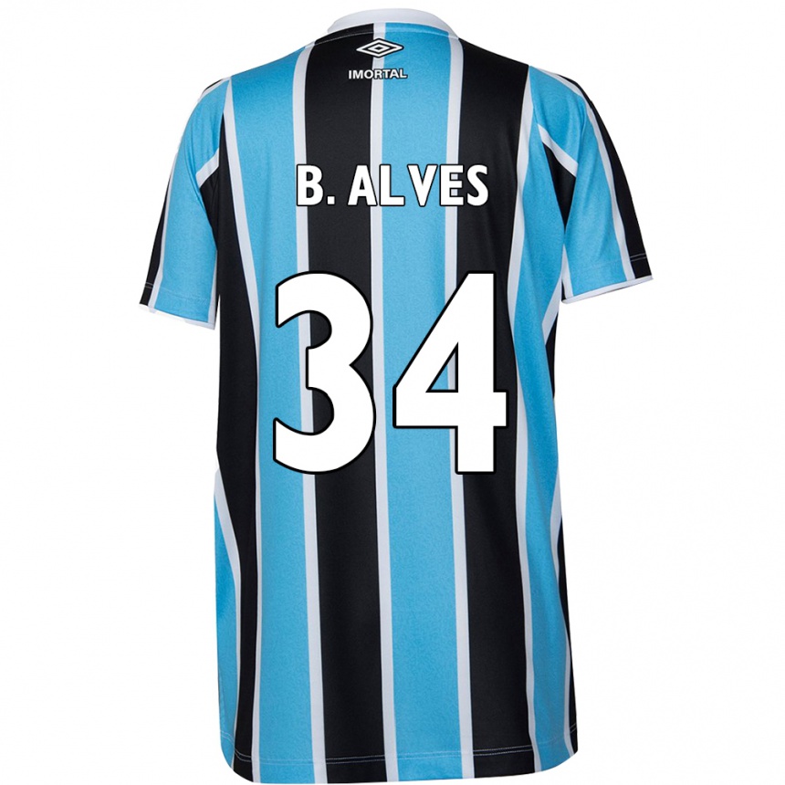 Niño Fútbol Camiseta Bruno Alves #34 Azul Negro Blanco 1ª Equipación 2024/25