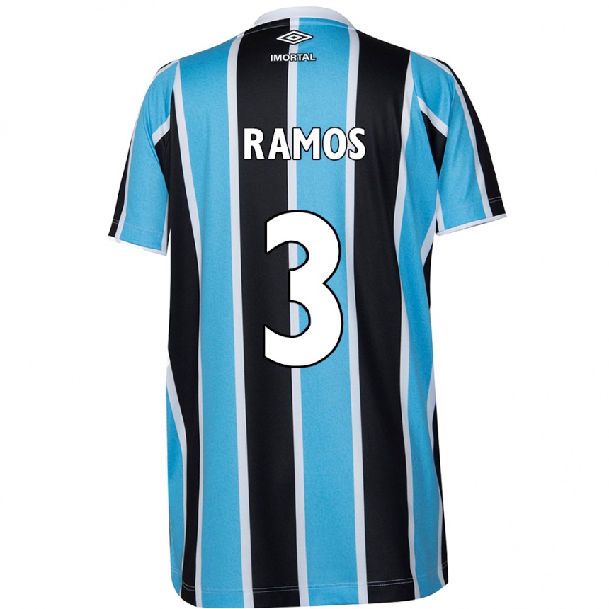 Niño Fútbol Camiseta João Ramos #3 Azul Negro Blanco 1ª Equipación 2024/25