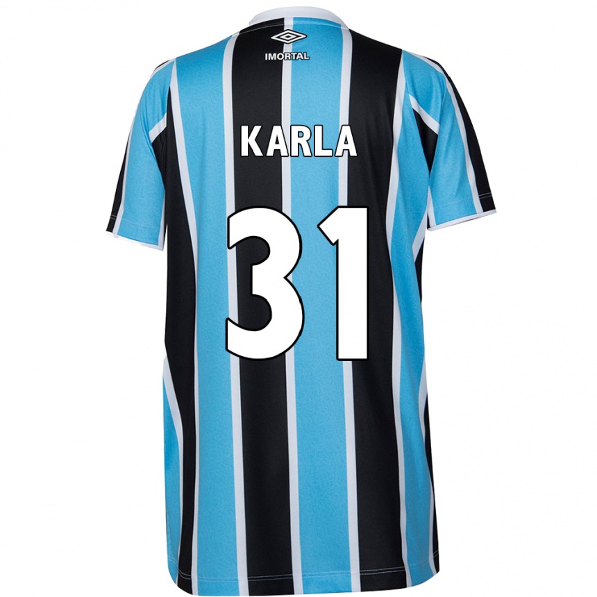 Niño Fútbol Camiseta Emmily Karla #31 Azul Negro Blanco 1ª Equipación 2024/25