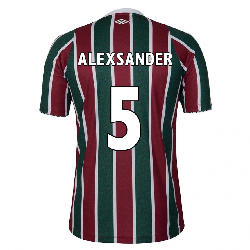 Niño Fútbol Camiseta Alexsander #5 Verde Granate Blanco 1ª Equipación 2024/25