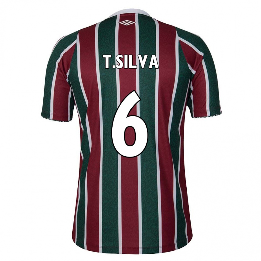 Niño Fútbol Camiseta Thiago Silva #6 Verde Granate Blanco 1ª Equipación 2024/25