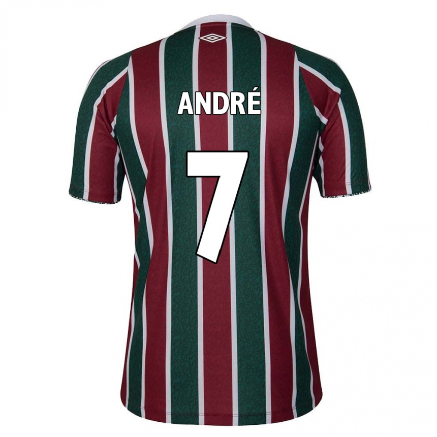 Niño Fútbol Camiseta André #7 Verde Granate Blanco 1ª Equipación 2024/25