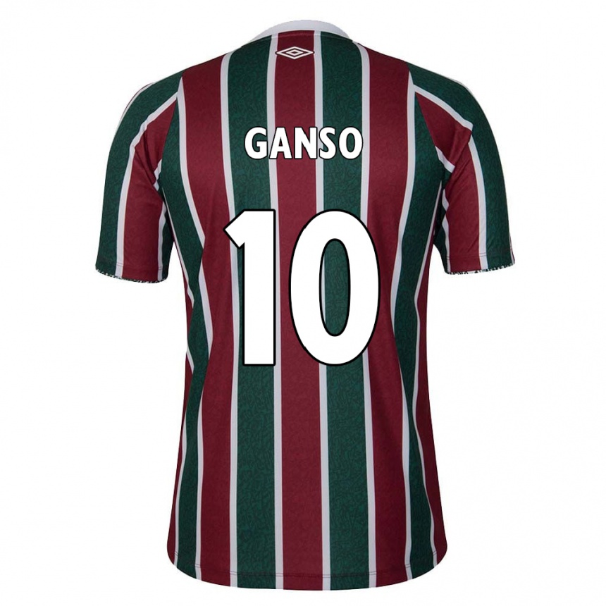 Niño Fútbol Camiseta Ganso #10 Verde Granate Blanco 1ª Equipación 2024/25