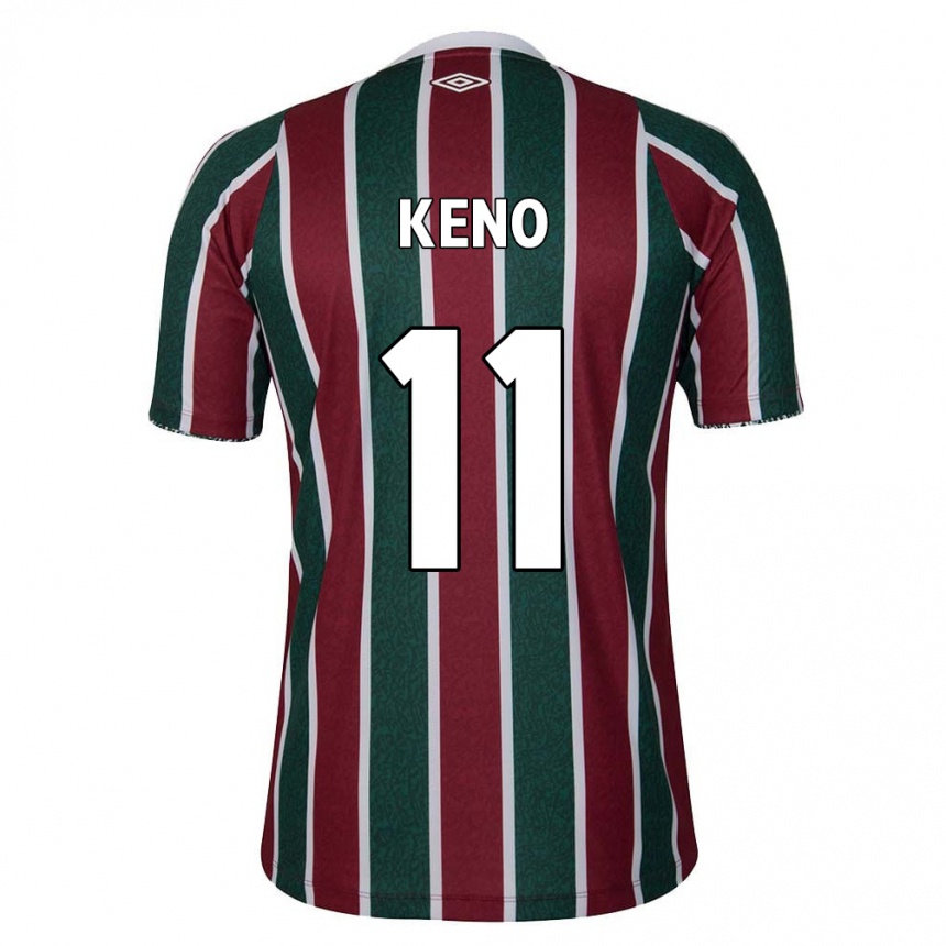 Niño Fútbol Camiseta Keno #11 Verde Granate Blanco 1ª Equipación 2024/25