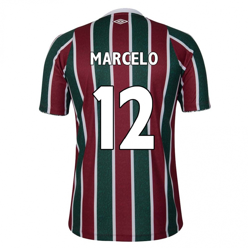 Niño Fútbol Camiseta Marcelo #12 Verde Granate Blanco 1ª Equipación 2024/25