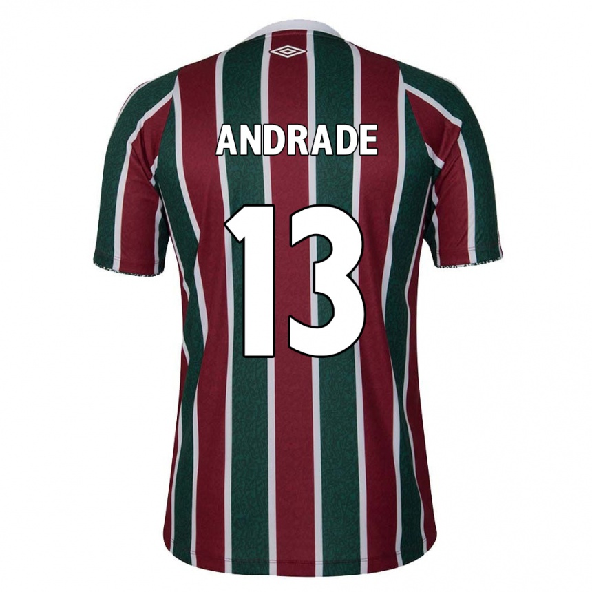 Niño Fútbol Camiseta Felipe Andrade #13 Verde Granate Blanco 1ª Equipación 2024/25