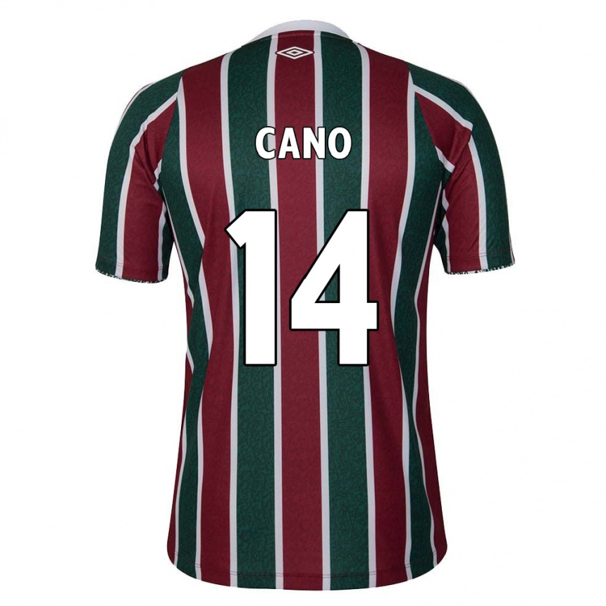 Niño Fútbol Camiseta Germán Cano #14 Verde Granate Blanco 1ª Equipación 2024/25