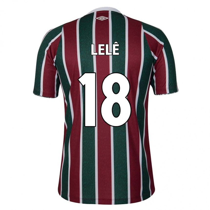 Niño Fútbol Camiseta Lelê #18 Verde Granate Blanco 1ª Equipación 2024/25