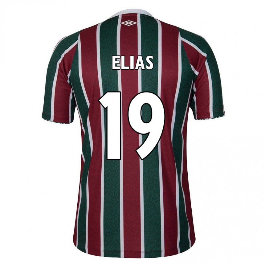 Niño Fútbol Camiseta Kauã Elias #19 Verde Granate Blanco 1ª Equipación 2024/25