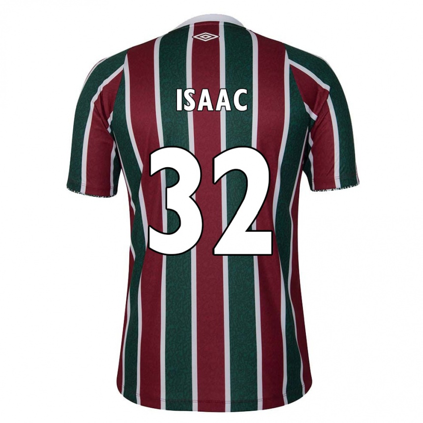 Niño Fútbol Camiseta Isaac #32 Verde Granate Blanco 1ª Equipación 2024/25