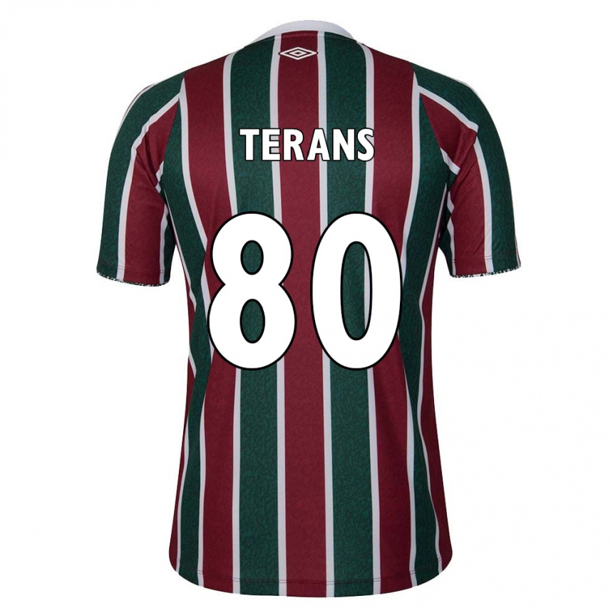 Niño Fútbol Camiseta David Terans #80 Verde Granate Blanco 1ª Equipación 2024/25