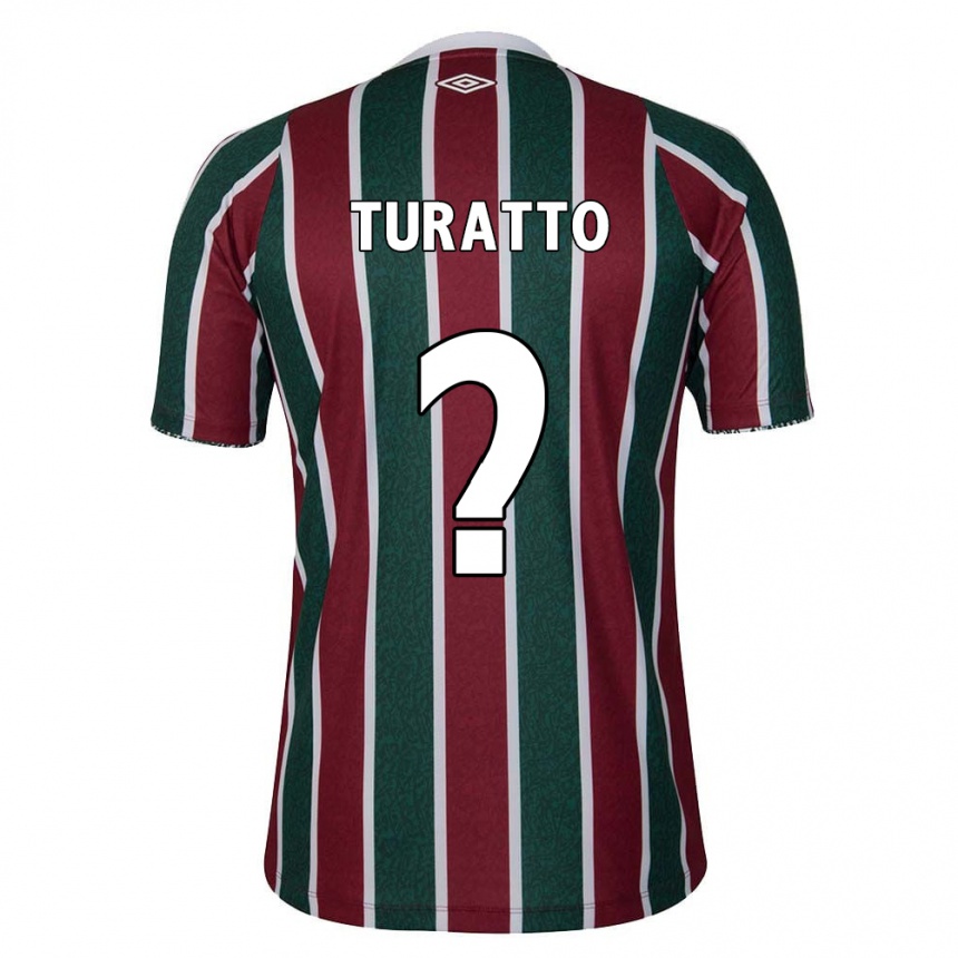 Niño Fútbol Camiseta Luiz Turatto #0 Verde Granate Blanco 1ª Equipación 2024/25