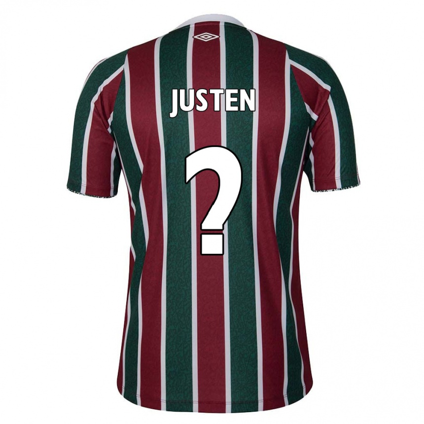 Niño Fútbol Camiseta Justen #0 Verde Granate Blanco 1ª Equipación 2024/25