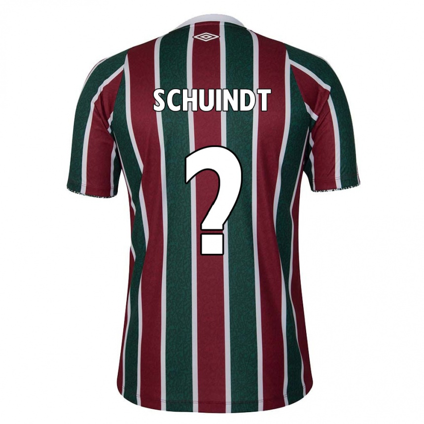 Niño Fútbol Camiseta Davi Schuindt #0 Verde Granate Blanco 1ª Equipación 2024/25