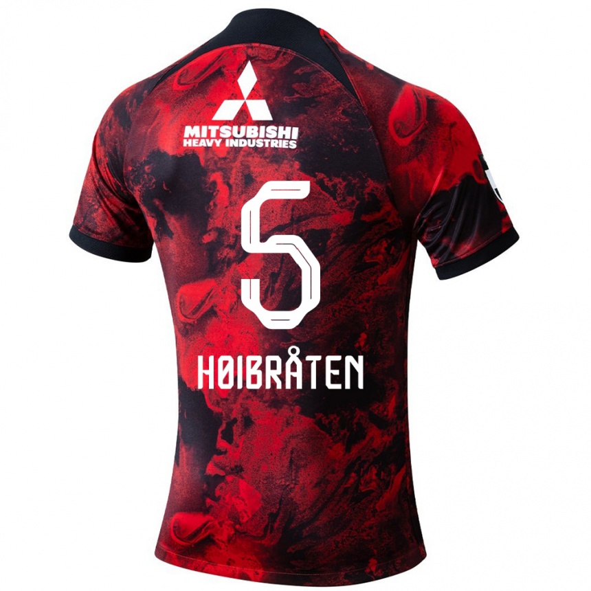 Niño Fútbol Camiseta Marius Høibråten #5 Negro Rojo 1ª Equipación 2024/25