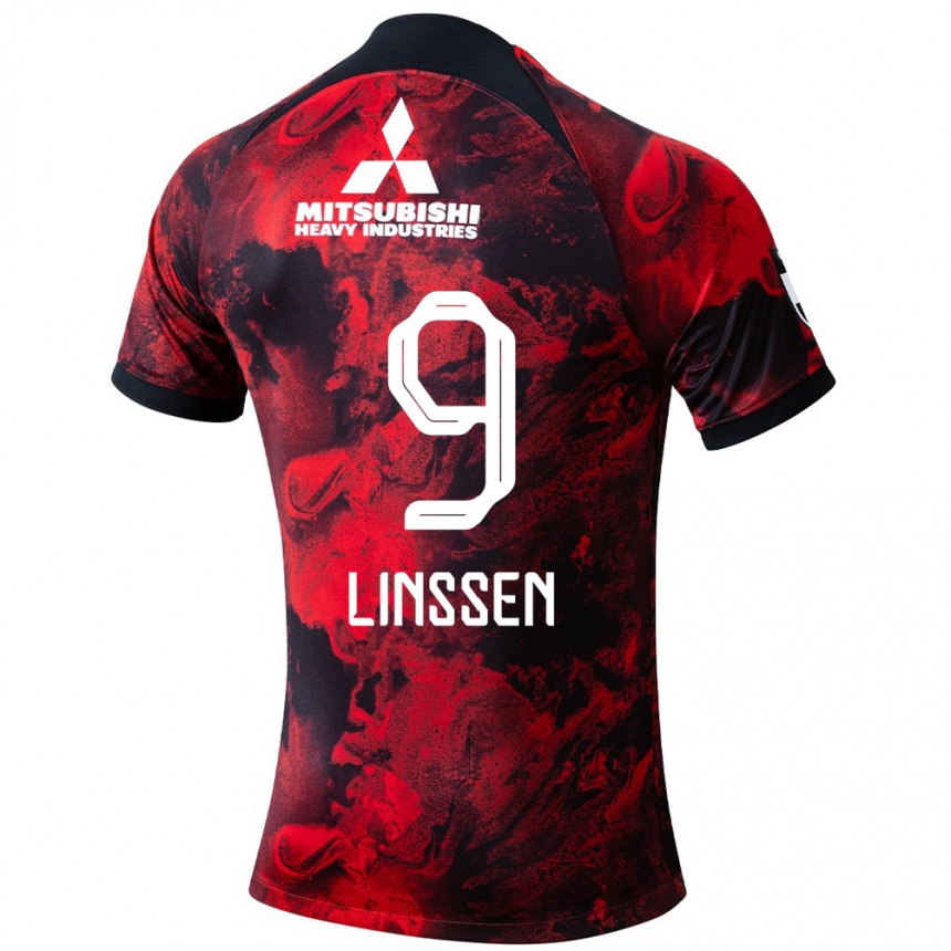 Niño Fútbol Camiseta Bryan Linssen #9 Negro Rojo 1ª Equipación 2024/25