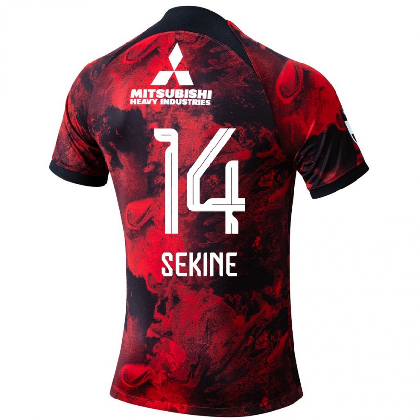 Niño Fútbol Camiseta Takahiro Sekine #14 Negro Rojo 1ª Equipación 2024/25