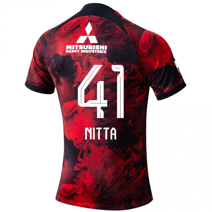 Niño Fútbol Camiseta Rio Nitta #41 Negro Rojo 1ª Equipación 2024/25